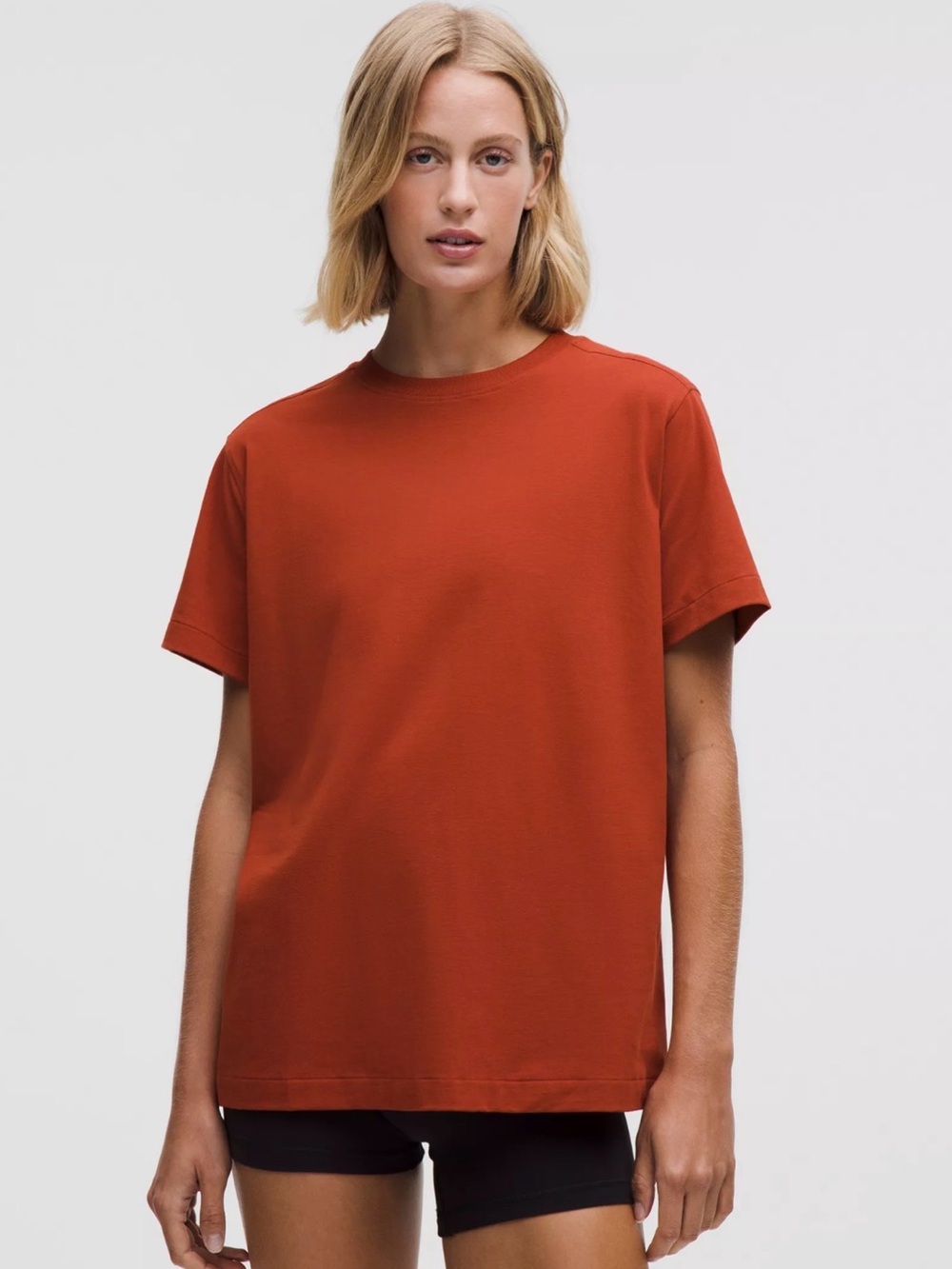 Lululemon All Yours Organic Cotton Crewneck T-Shirt in Autumn Rust, Size Small